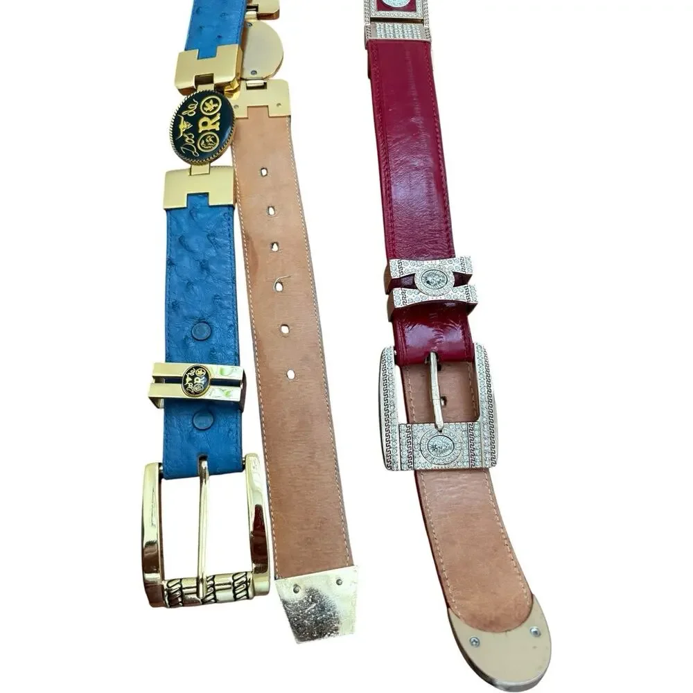 Dos de Oro & Wild West Boots Exotic Leather Western Belt Bundle Size 36